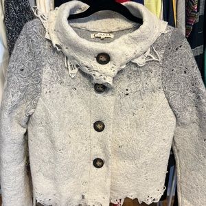 Boho Cropped blazer/jacket. Size M. Ombré grey